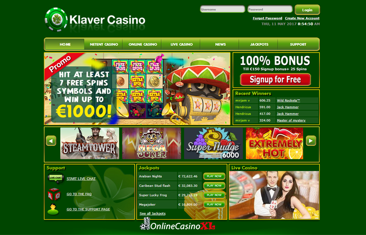 De website van Klaver Casino