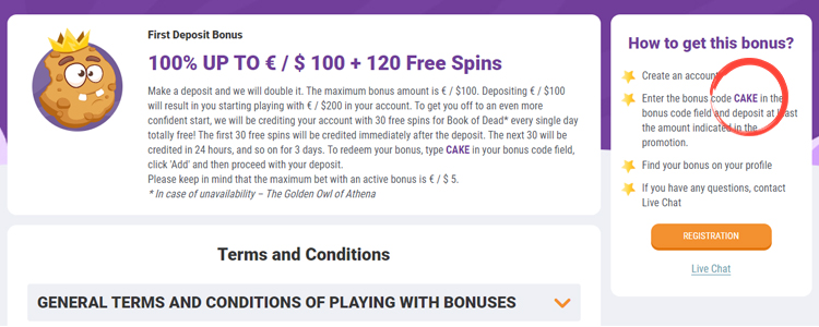 Cookie Casino bonuscode