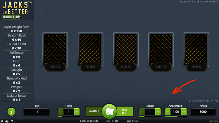 Video poker inzetten