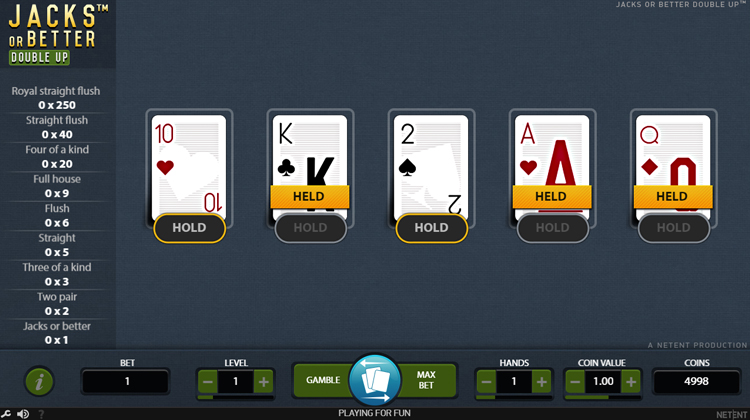 video poker hold